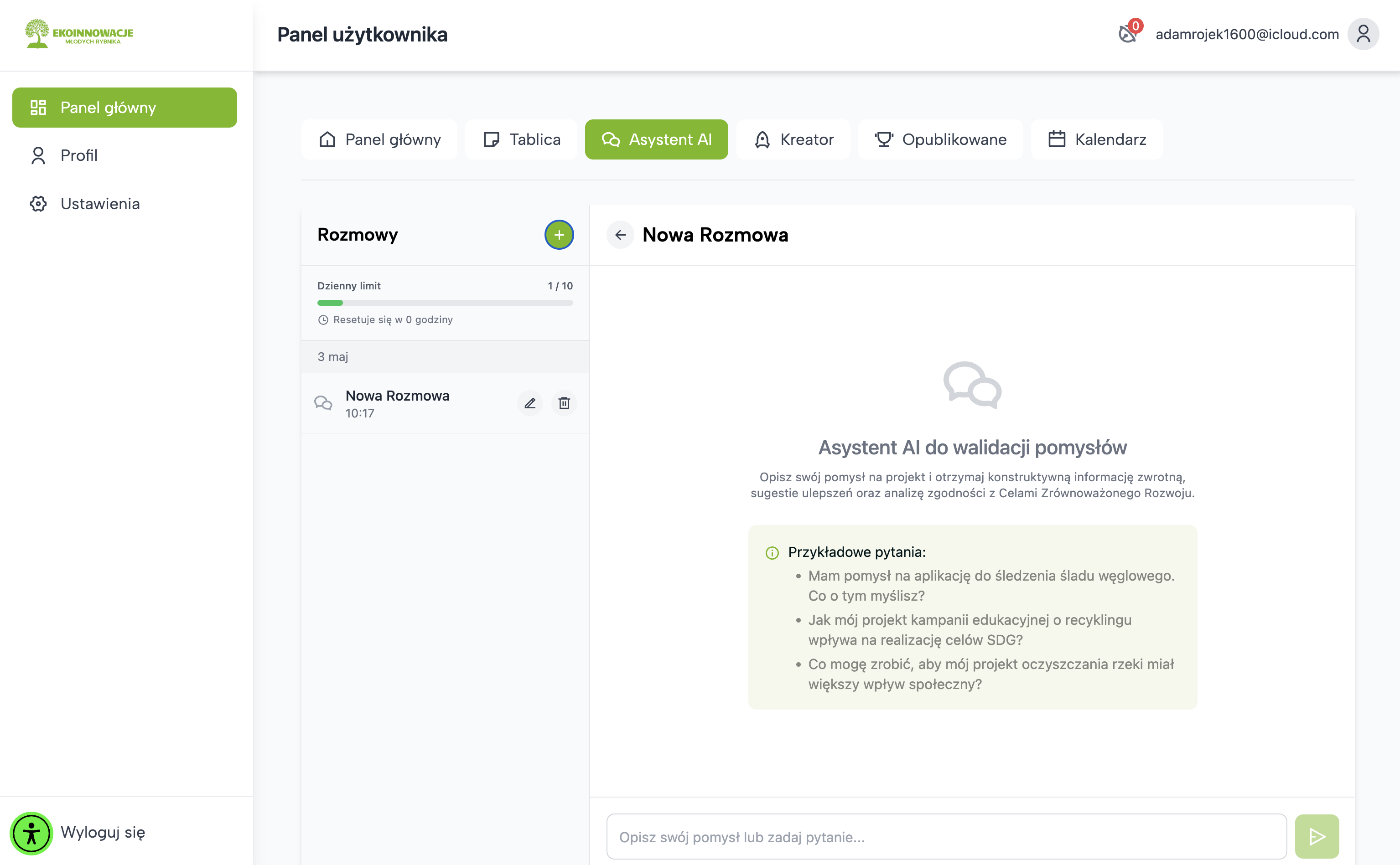 Ekoinnowacje — moduł raportów
